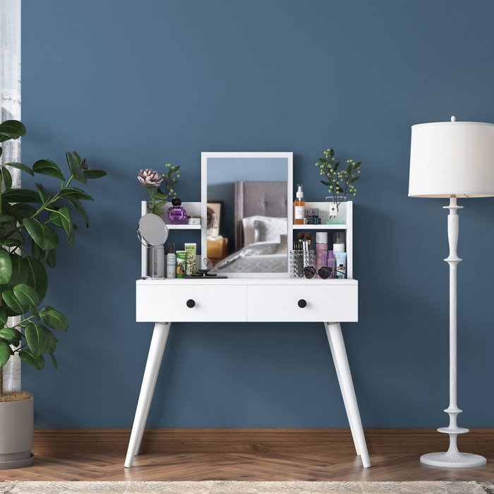 Hanah Home BJ102 - 2232 Mesa de Maquillaje Blanca con Espejo